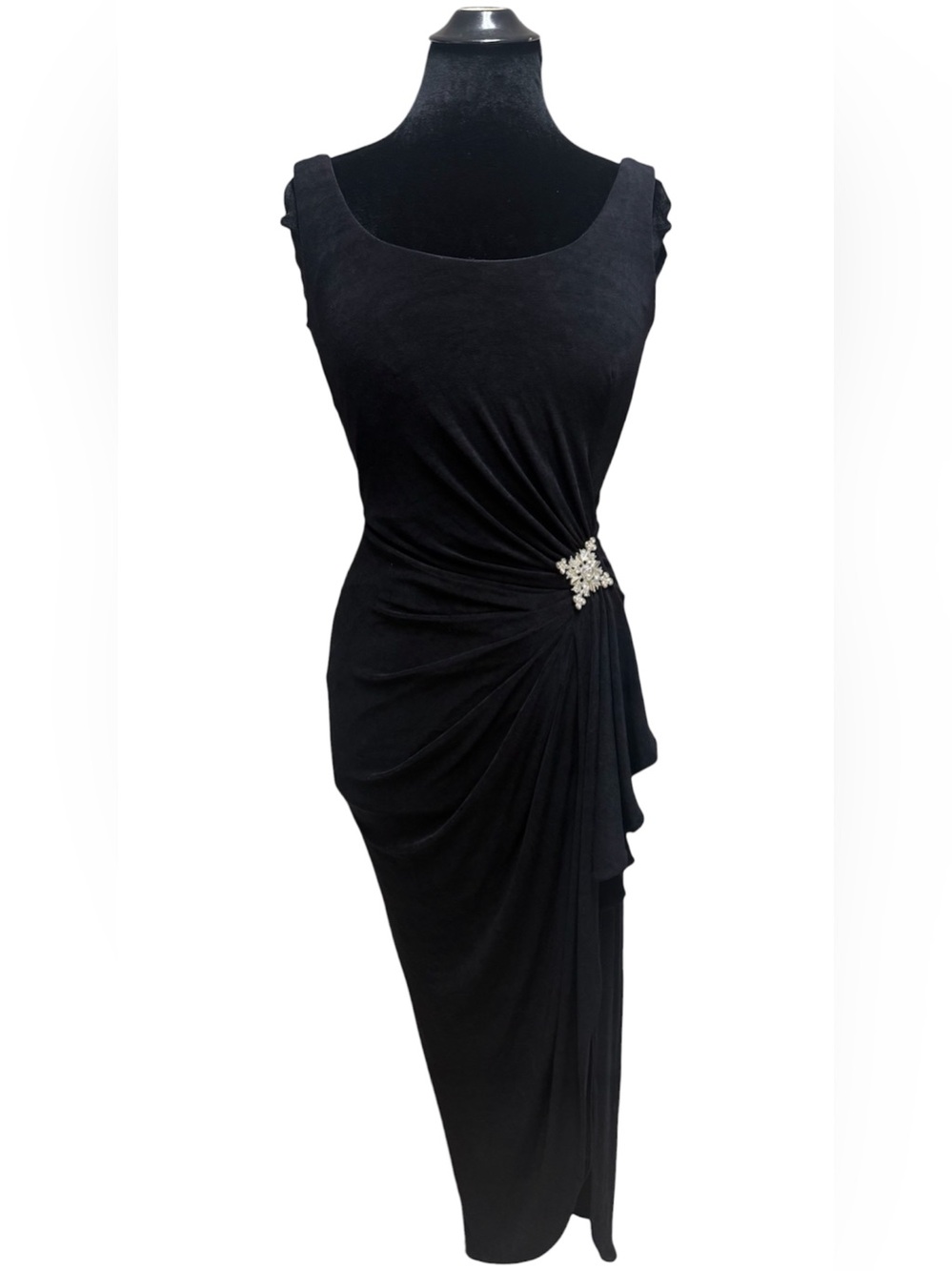 90s Tadashi Midi Rhinestone Formal Dress